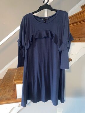 Derek Heart Navy Ruffle-Front Midi Dress size medium